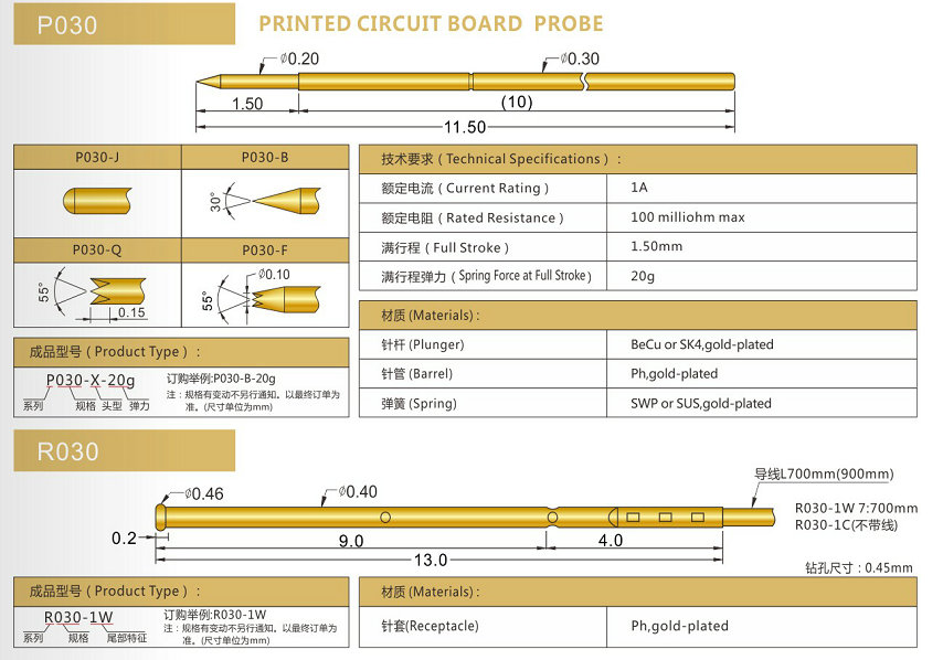 030測試探針規(guī)格 030測試探針規(guī)格